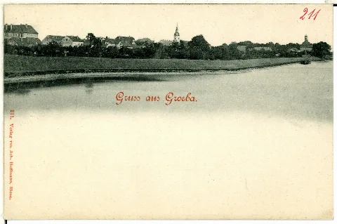 00211 Gröba B. Riesa 1898 Gesamtansicht Brück & Sohn Kunstverlag