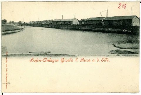 00214 Gröba B. Riesa 1898 Hafenanlagen An Der Elbe Brück & Sohn Kunstverlag