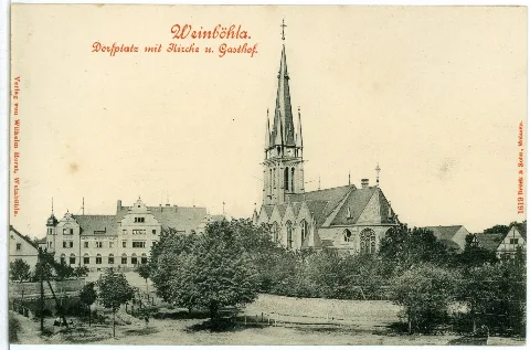 01619 Weinböhla 1901 Dorfplatz Mit Kirche Und Gasthof Brück & Sohn Kunstverlag
