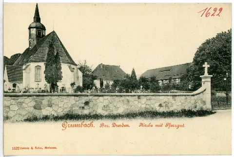 01622 Grumbach 1901 Kirche Mit Pfarrgut Brück & Sohn Kunstverlag