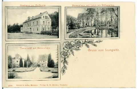 04708 Lungwitz 1903 Gasthaus, Herrenhaus, Damenstift Brück & Sohn Kunstverlag