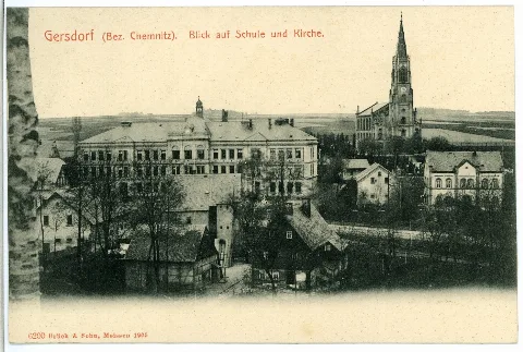 06200 Gersdorf 1905 Blick Auf Schule Und Kirche Brück & Sohn Kunstverlag