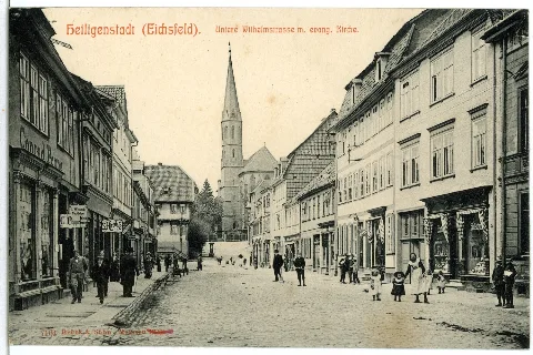 07164 Heiligenstadt 1906 Untere Wilhelmstraße Mit Evangelischer Kirche Brück & Sohn Kunstverlag