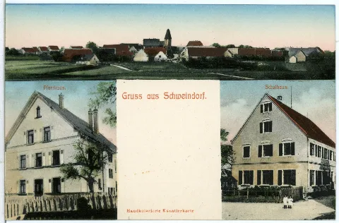 07325 Schweindorf 1906 Pfarrhaus Schulhaus, Ort Brück & Sohn Kunstverlag