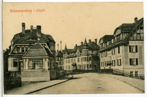 10661 Schwarzenberg 1909 Straßeneinsicht Brück & Sohn Kunstverlag