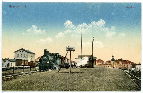 15510 Neumark 1913 Bahnhof Mit Personenzug Brück & Sohn Kunstverlag