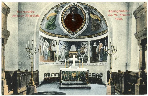 17154 Auerswalde 1913 Kirche Altarplatz Apsisgemälde Brück & Sohn Kunstverlag