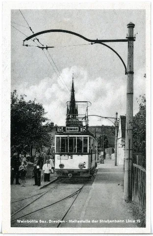 28267 Weinböhla 1951 Haltestelle Linie 15 Mit Straßenbahn Brück & Sohn Kunstverlag