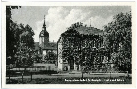 28410 Lampertswalde 1952 Bei Großenhain, Kirche Und Schule Brück & Sohn Kunstverlag