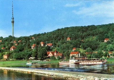 30011 Dresden 1971 72 Loschwitzhöhe, Fernsehturm, Dampfer Brück & Sohn Kunstverlag