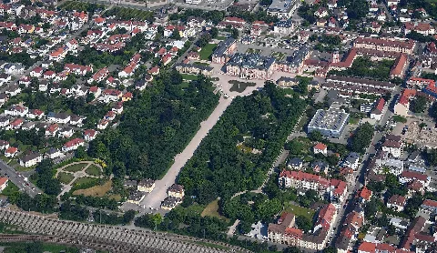 Aerial Image Of The Bruchsal Palace And Gardens (View From The West)