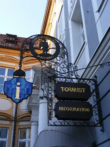 Amberg Tourist Information (Churfürstliches Mauthaus) Sign