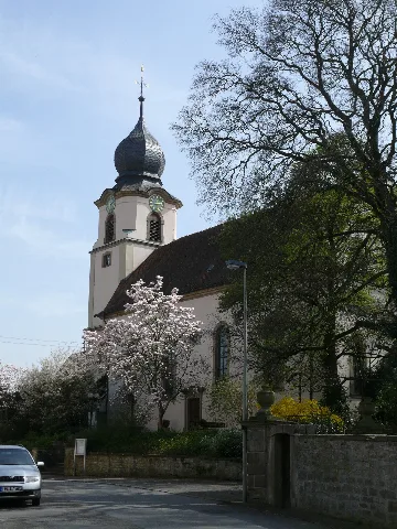 Bad Rappenau Bonfeld Evangelische Kirche Ansicht Von Nw Mit Magnolienblüte