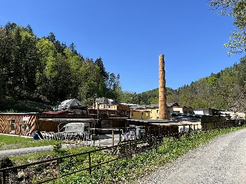 Industrial estate on the site of a former watermill on Polenz (river) in Bad Schandau, Saxony, Germany