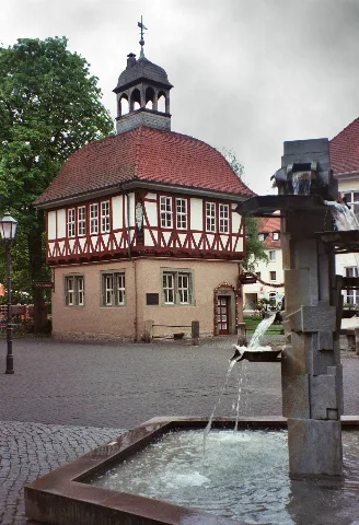 Bad Sooden Allendorf, Hlaf Timbered House And Fountain
