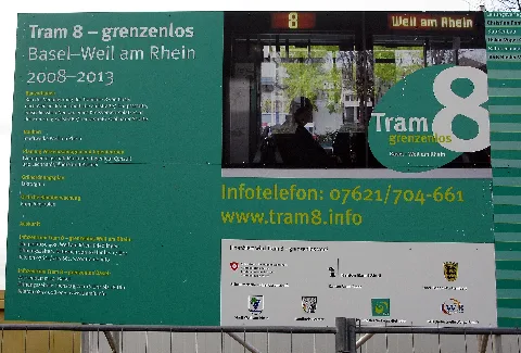 Baustellenschild Der Tramlinie 8 In Weil