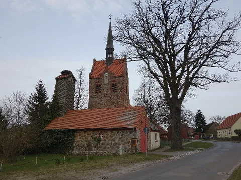 South-western view of church in Blandikow, Heiligengrabe municipality, Ostprignitz-Ruppin district, Brandenburg state, Germany
