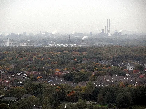 Blick Von Halde Haniel Nach Duisburg Stahlwerke Oktober 2013