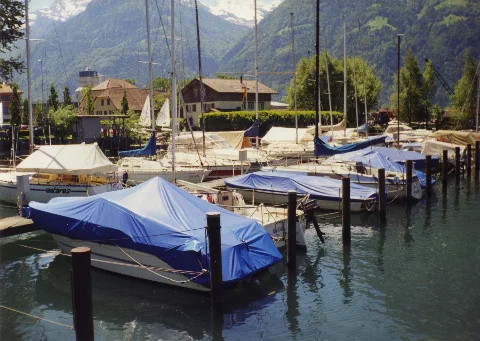 Boats At Flüelen On Lake Lucerne, Ur, Switzerland, Captured In 2000