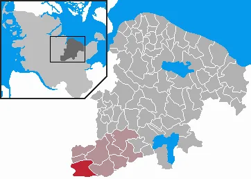 This map shows the area of the Gemeinde (municipality) Bönebüttel in the Kreis (district) Plön, Schleswig-Holstein, Germany.