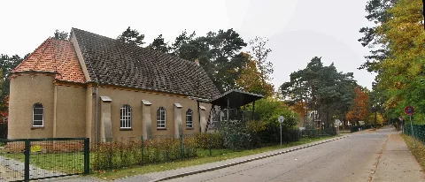 South-eastern view of the church in Borgsdorf , Hohen Neuendorf municipality , Oberhavel district, Brandenburg state, Germany