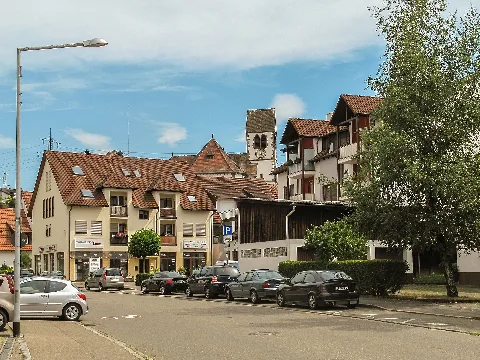 Brombach, Straatzicht Met Germanuskirche Op Achtergrond Foto1 2013 07 26 15.39