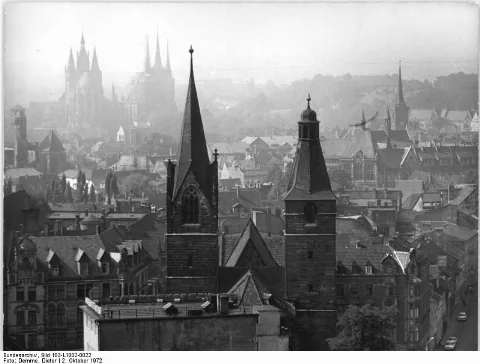 Bundesarchiv Bild 183 L1002 0022, Erfurt, Blick Auf Die Stadt, Dom, Severi Kirche