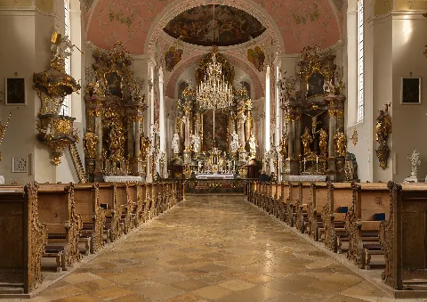 Church Saint Peter Saint Paul, Inside, Oberammergau, Bavaria, Germany