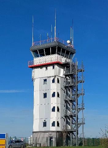 Control Tower Am Adolf Würth Airport In Schwäbisch Hall, Germany 2024 03 25