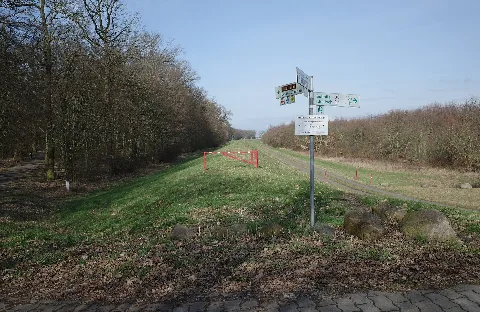 Dessau, Mildensee, Hinterer Tiergarten, Wegweiser Am Muldedeich