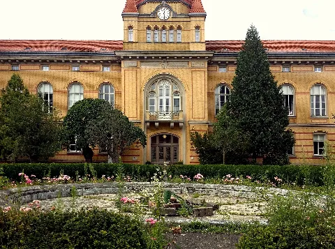 Former Wilhelm-Griesinger-Krankenhaus and current building of the Internationale Lomonossow-Schule Marzahn (Brebacher Weg) in Berlin-Biesdorf, Germany