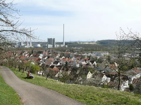 Esslingen A.n. Zell Ansicht Von Nw Mit Kraftwerk Altbach Deizisau