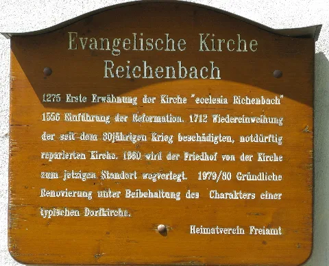 Ev. Kirche In Freiamt Reichenbach, Tafel