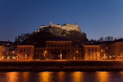 Festung Hohensalzburg And Alte Universitaet At Dawn