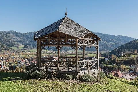 Gazebo «Bürgerlust» on Petersberg, municipality Friesach, district Sankt Veit an der Glan, Carinthia, Austria, EU