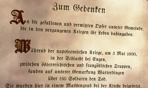 Gedenkinschrift In Der Kirche Von Watterdingen