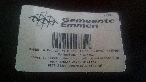 Gemeente Emmen Parking Ticket (2019) 01