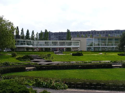 George C. Marshall House with ERP-Pavilion, Berlin Fair, 1950 by Bruno Grimmek and Werner Düttmann