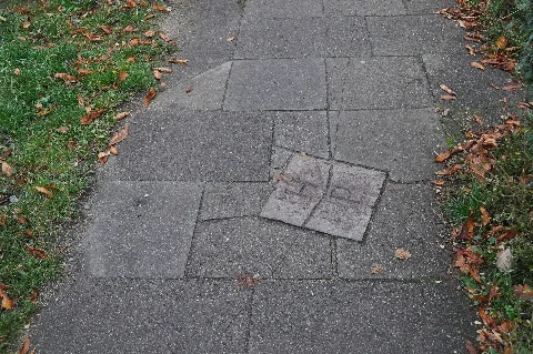 Grenzstein Högenstraße 49A (Hamburg Eimsbüttel).Ajb