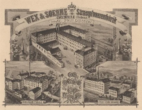 Wex & Soehne, Chemnitz und EinsiedelStrumpfwaren-Fabrik aus: Die Groß-Industrie des Königreichs Sachsen in Wort und Bild Zweiter Teil