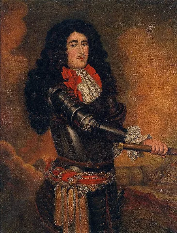 Portrait of the Saxon Field Marshall-General, 6th Baron Reuss (1649-1697), after a 17th Century painting in castle Greiz in Thuringia, signed by the copyist verso and dated 1911, also with a biography of the sitter, oil on canvas, 140 x 107 cm, framed, (GS) Provenance: The Princes of Reuss, Greiz; Marie Freifrau of Gnagnoni, Princess Reuss (the Princess was the daughter of the last Prince Reuss; her sister Hermine, widowed Princess of Schoenaich-Carolath, was the second wife of Kaiser Wilhelm II). Baron Heinrich VI of Reuss (married first to Baroness Amalie Juliane Reuss, and then to Henriette Amalie Freiin of Friesen), was an important military leader, who excelled in the war against the Turks. He died from wounds incurred at the Battle of Zenta. Before his last battle he cried out to those around him: "It is now, that the honest fighters and praiseworthy ones will die. I will triumph alongside you, or die myself. None shall do even the tiniest amount more than I shall do...".