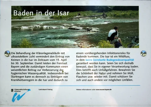 Hinweisschild Baden In Der Isar