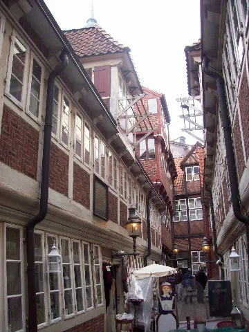 History courtyard of Krameramtstuben in DE-Hamburg-Neustadt, Krayenkamp 10, near by the well known church Michel.