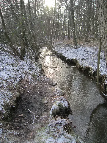 Die Lethe, ein linker Nebenfluss der Hunte, bildet die Kreisgrenze zwischen Bissel (Gemeinde Großenkneten im Landkreis Oldenburg) und Beverbruch (Gemeinde Garrel im Landkreis Cloppenburg) in Niedersachsen. Die gezeigte Stelle liegt wenige Meter unterhalb des Schafstalls Bissel-Lethe.