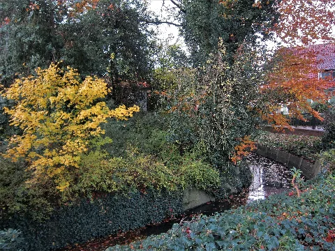LSG VEC 00051: Wassergraben um das Alte Pastorat Lohne - seit 1937 ein Landschaftsschutzgebiet in der Innenstadt Lohnes (Landkreis Vechta, Niedersachsen)