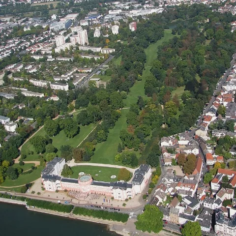 Luftbild Wiesbaden Schlosspark Mit Schloss Biebrich