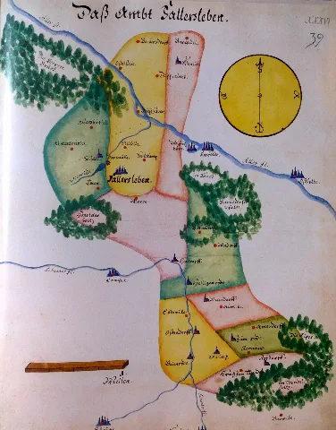 Ämteratlas des Fürstentums Lüneburg von Johannes Mellinger, um 1600 – Reproduktion der im Niedersächsischen Landesarchiv, Abteilung Hannover, lagernden Kopie um 1678 (vgl.: https://www.arcinsys.niedersachsen.de/arcinsys/detailAction?detailid=v2321550)