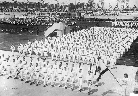 Bain News Service, publisher. Parade of Turners at opening Berlin stadium for the 1916 Summer Olympics 1 negative : glass ; 5 x 7 in. or smaller. Notes: Title from unverified data provided by the Bain News Service on the negatives or caption cards. Forms part of: George Grantham Bain Collection (Library of Congress). Format: Glass negatives. Rights Info: No known restrictions on publication. Repository: Library of Congress, Prints and Photographs Division, Washington, D.C. 20540 USA, hdl.loc.gov/loc.pnp/pp.print General information about the Bain Collection is available at hdl.loc.gov/loc.pnp/pp.ggbain Persistent URL: hdl.loc.gov/loc.pnp/ggbain.13627 Call Number: LC-B2- 2765-5