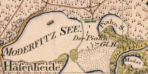 Moderfitzsee, Piansee und Pian, OT Himmelpfort, Fürstenberg/Havel, Lkr. Oberhavel, Brandenburg, Preußische Landesaufnahme, Urmesstischblatt 2845 Bredereiche von 1825