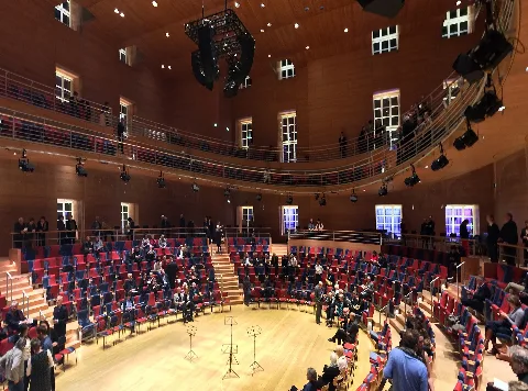 Pierre-Boulez-Saal, Barenboim-Said-Akademie, Französische Straße, Berlin-Mitte, Entwurf 2012, Ausführung 2014–2017, Frank Gehry und Yasuhisa Toyota, ehemaliges Magazingebäude der Staatsoper Unter den Linden, 1951, Richard Paulick